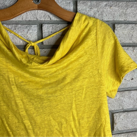 Anthropologie Maeve Horizon
Linen open back cap sleeved top
Gold Mustard Yellow - Picture 5 of 9